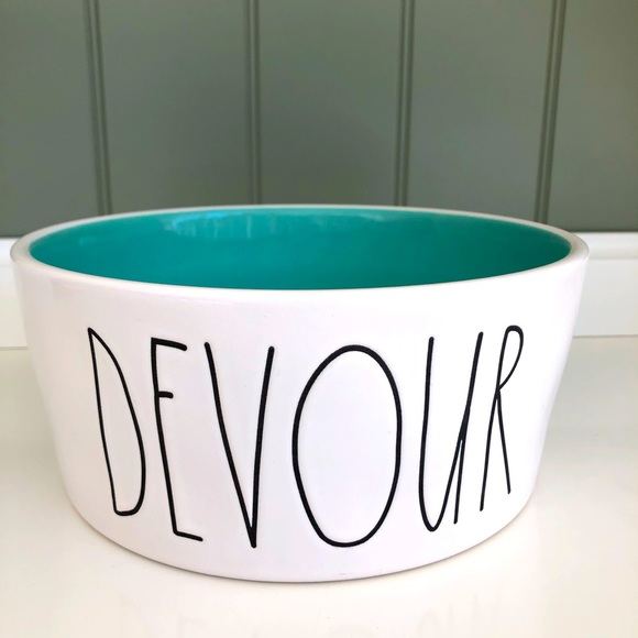 Rae Dunn by Magenta “DEVOUR” Pet Dish Bowl